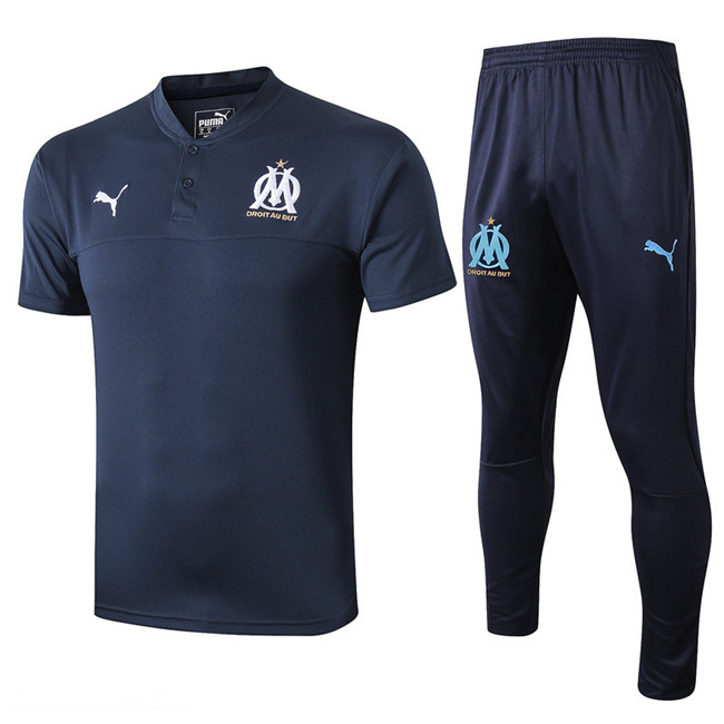 M172 Maillot du Marseille Entrainement Bleu Marine 2019 2020 Col V