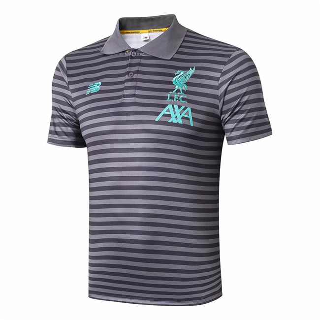 M185 Maillot du Liverpool POLO Entrainement Gris bande Noir 2019 2020