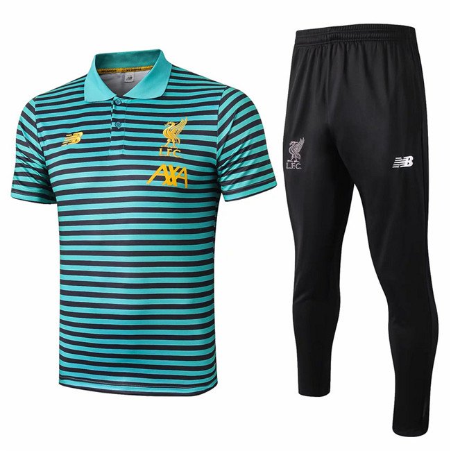 M192 Maillot du Liverpool POLO Entrainement Vert bande Noir 2019 2020