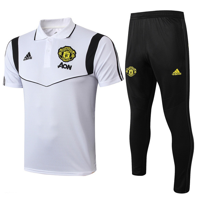 M195 Maillot du Manchester United POLO Entrainement Blanc/Noir