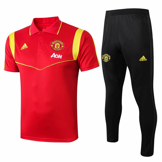 M196 Maillot du Manchester United POLO Entrainement Rouge/Noir 2019 2020