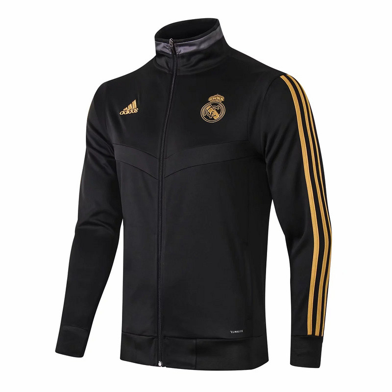 M258 Vestes foot Real Madrid Longue fermeture eclair Noir 2019 2020