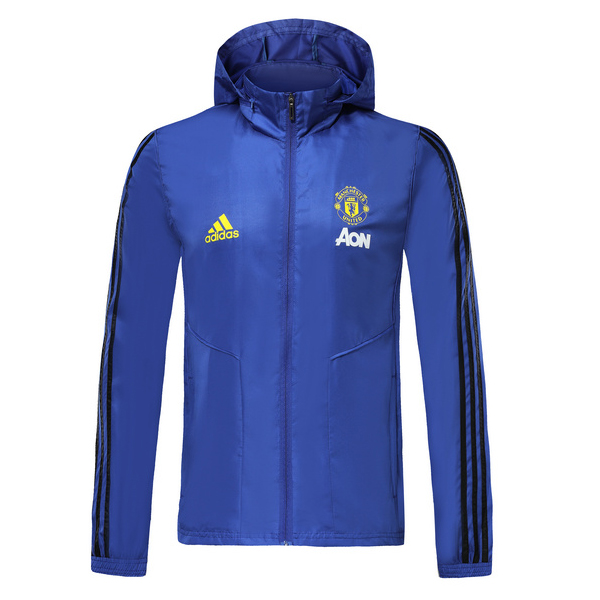 M316 Vestes foot Manchester United Coupe vent Bleu 2019 2020 à Capuche