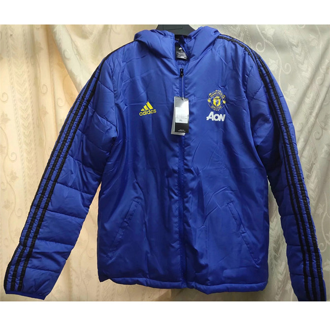 M317 Vestes foot Manchester United Coupe vent Bleu à Capuche 2019 2020