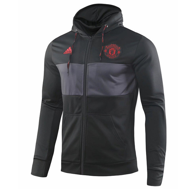 M319 Vestes foot Manchester United Noir à Capuche 2019 2020/1