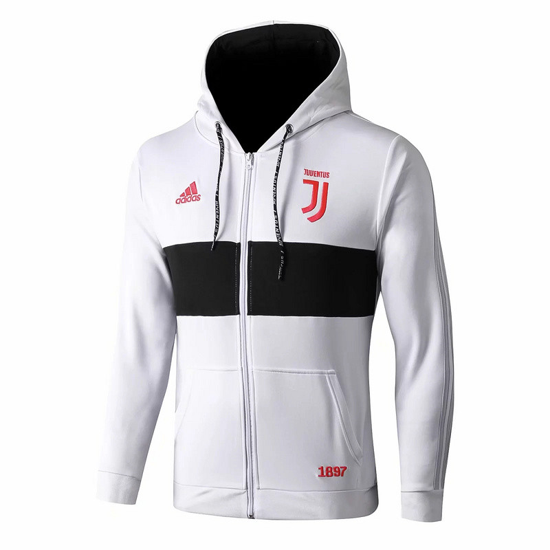 M330 Vestes foot Juventus Blanc/Noir 2019 2020 a Capuche