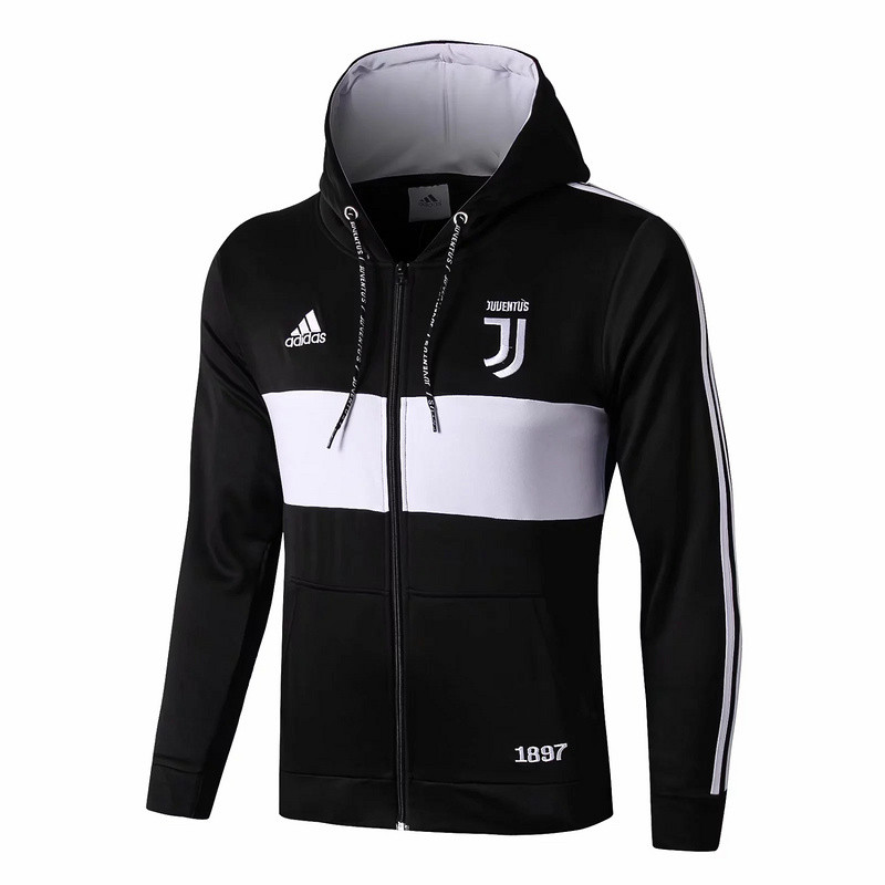 M332 Vestes foot Juventus Noir/Blanc 2019 2020 a Capuche