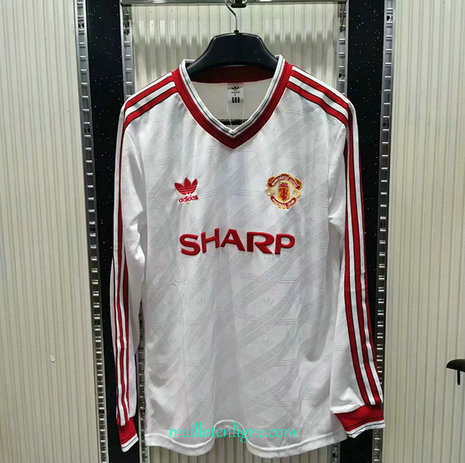 Thai Maillot de Classic Manchester United Manche Longue Blanc 1986