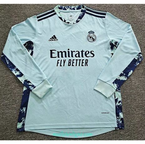 Thai Maillot de Real Madrid Gardien de But Manche Longue Bleu 2020 2021