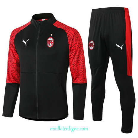 Thai Ensemble foot AC Milan Veste Survetement Noir 2020 2021