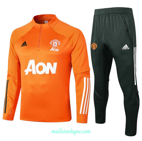 Thai Ensemble foot Manchester United Enfant Survetement Orange 2020 2021