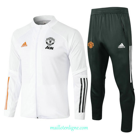 Thai Ensemble foot Manchester United Enfant Veste Survetement Blanc 2020 2021