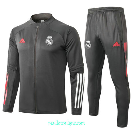 Thai Ensemble foot Real Madrid Enfant Veste Survetement Gris foncé 2020 2021