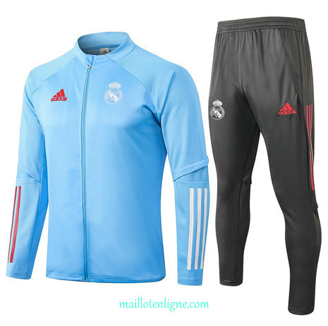 Thai Ensemble foot Real Madrid Enfant Veste Survetement Bleu clair 2020 2021