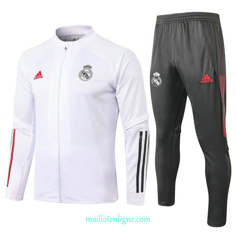 Thai Ensemble foot Real Madrid Enfant Veste Survetement Blanc 2020 2021