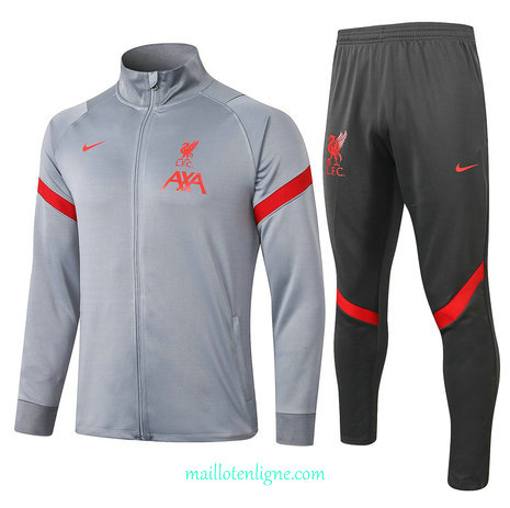 Thai Ensemble foot Liverpool Veste Survetement Gris clair 2020 2021