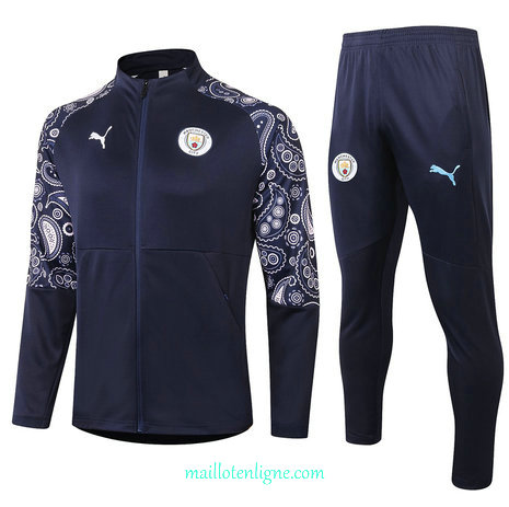 Thai Ensemble foot Manchester City Veste Survetement Bleu Marine 2020 2021