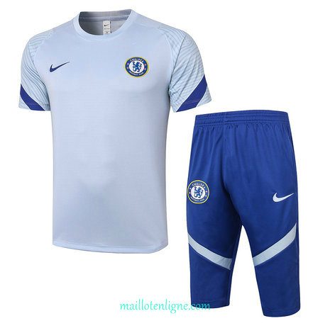 Thai Maillot du Maillot Training Chelsea 3/4 Gris clair 2020 2021