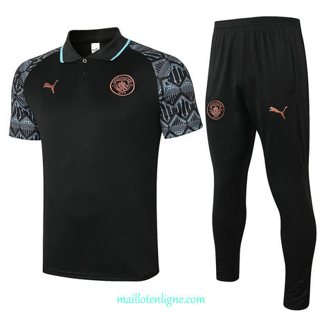 Thai Maillot du Maillot Training Manchester City POLO Noir 2020 2021