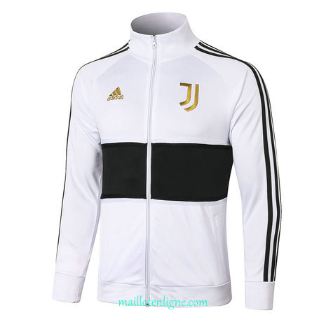 Thai Veste foot Juventus Blanc/Noir Or Badge Col Haut 2020 2021