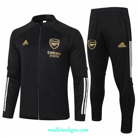 Thai Ensemble foot Arsenal Veste Survetement Noir 2020 2021