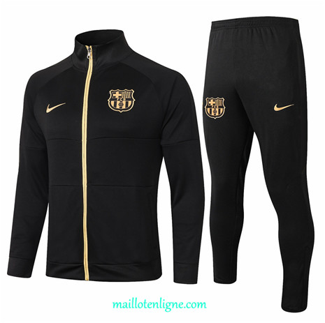 Thai Ensemble foot Barcelone Veste Survetement Noir 2020 2021