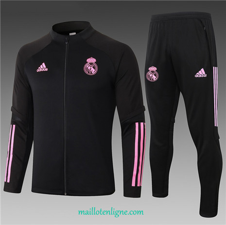 Thai Ensemble foot Real Madrid Enfant Veste Survetement Noir/Rouge 2020 2021