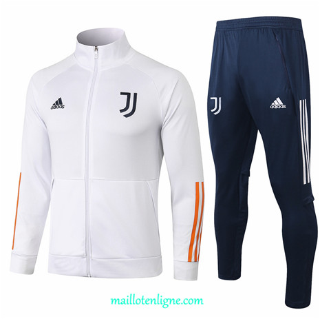 Thai Ensemble foot Juventus Veste Survetement Blanc 2020 2021