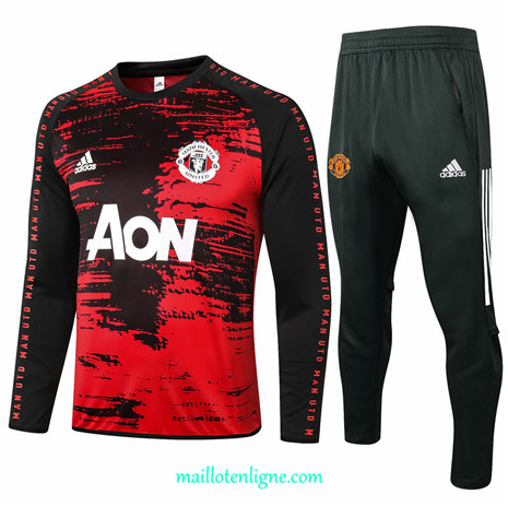 Thai Ensemble foot Manchester United Survetement Noir/Rouge 2020 2021