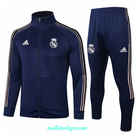 Thai Ensemble foot Real Madrid Veste Survetement Bleu Marine 2020 2021