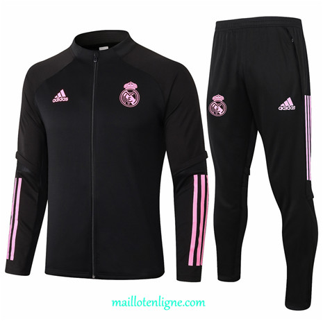 Thai Ensemble foot Real Madrid Veste Survetement Noir/Rouge 2020 2021