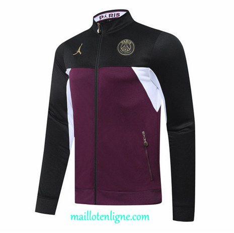 Thai Veste foot Jordan PSG Jujube Rouge/Noir 2020 2021