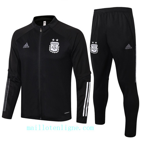 Ensemble foot Argentine Veste Survetement 2020 2021 Noir Col Bas