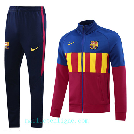 Ensemble foot Barcelone Veste Survetement 2020 2021 Bleu/Rose