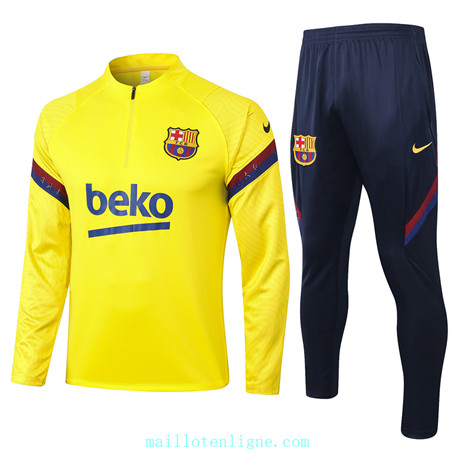 Ensemble foot Barcelone Survetement Jaune 2019 2020