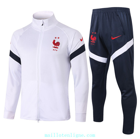 Ensemble foot France Enfant Veste Survetement 2020 2021 Blanc