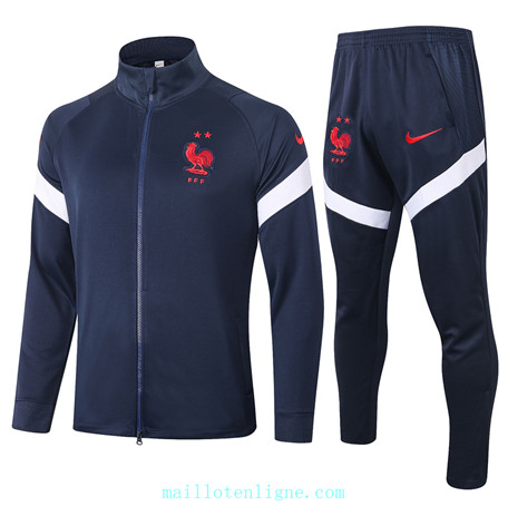 Ensemble foot France Enfant Veste Survetement 2020 2021 Bleu Marine