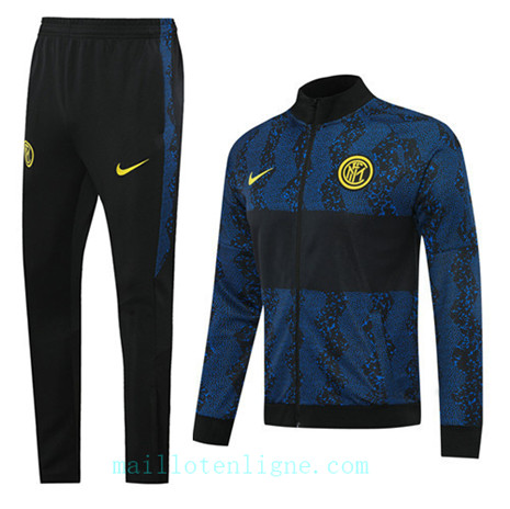 Ensemble foot Inter Milan Veste Survetement Noir/Bleu 2020 2021