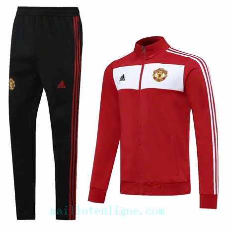 Ensemble foot Manchester United Veste Survetement Rouge/Blanc/Noir 2020 2021