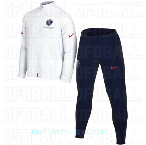 Ensemble foot PSG Veste Survetement 2020 2021 Blanc