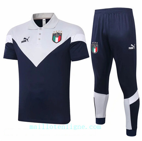 Maillot Training POLO Italie 2020 2021 Bleu Marine/Blanc