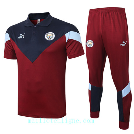 Maillot Training POLO Manchester City 2020 2021 Jujube Rouge/Bleu Marine