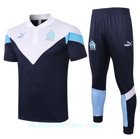 Maillot Training POLO Marseille 2020 2021 Bleu Marine/Blanc