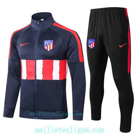 Ensemble foot Atletico Madrid Veste Survetement Bleu Marine/Rouge/Blanc 2020 2021