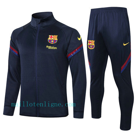 Ensemble foot Barcelone Veste Survetement Bleu Marine 2020 2021