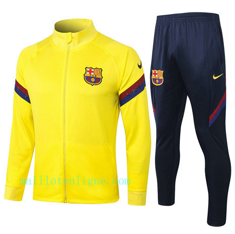 Ensemble foot Barcelone Veste Survetement Jaune 2020 2021