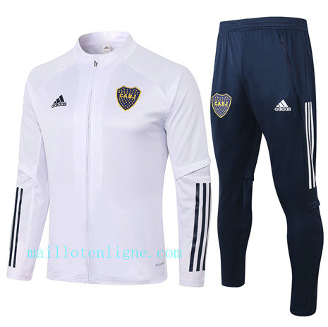 Ensemble foot Boca Juniors Veste Survetement Blanc 2020 2021