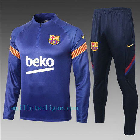 Ensemble foot Barcelone Enfant Survetement Bleu Marine 2020 2021