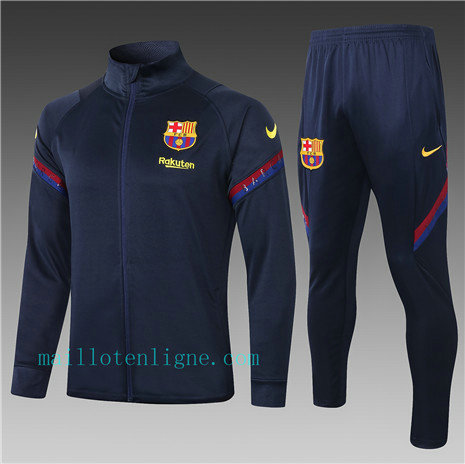 Ensemble foot Barcelone Enfant Veste Survetement Bleu Marine 2020 2021