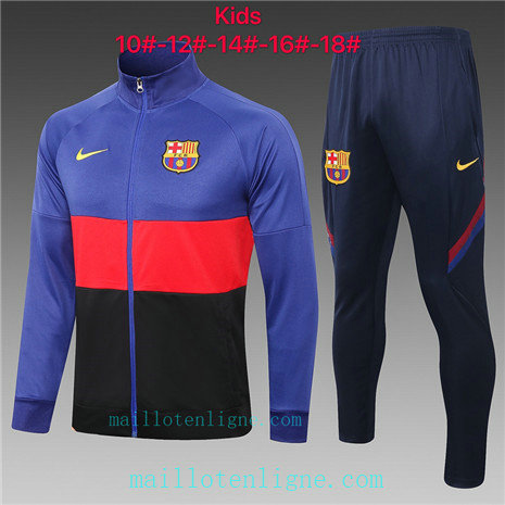 Ensemble foot Barcelone Enfant Veste Survetement Bleu/Rouge 2020 2021